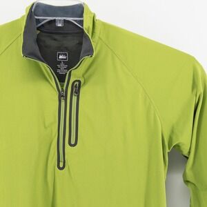 REI Mens Large Swiftland Running 1/4 Zip Pullover Green Long Sleeve Chest Pocket